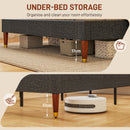 HOMCOM 4ft Upholstered Double Bed Frame w/ Wooden Slat No Box Spring Needed