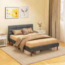 HOMCOM 4ft Upholstered Double Bed Frame w/ Wooden Slat No Box Spring Needed