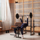 SPORTNOW Folding Weight Bench with 2 Barbell Rack and Preacher Curl Bench