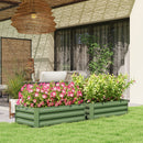 Outsunny Set of 2 Galvanised Raised Garden Bed, Green