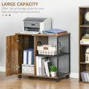 HOMCOM Printer Stand Home Office Mobile Cabinet Organizer with Castors, Door