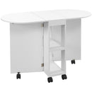 HOMCOM Folding Dining Table for Small Spaces with 2-tier Shelves White