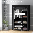HOMCOM Fabric Wardrobe w/ Shelves Hanging Rail Foldable Closets Black