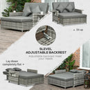 Outsunny Garden Rattan Daybed 2 Seater - Grey