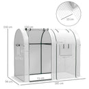 Outsunny Tomato Greenhouse with 2 Roll-up Doors, 185 x 94 x 150cm, White