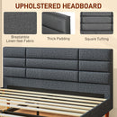 HOMCOM 5ft Upholstered King Bed Frame w/ Wooden Slat No Box Spring Needed