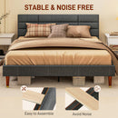 HOMCOM 5ft Upholstered King Bed Frame w/ Wooden Slat No Box Spring Needed
