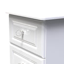 Lisbon Ready Assembled Bedside Table With 3 Drawers - White Gloss & White