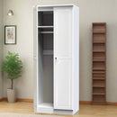 Lisbon Ready Assembled Wardrobe With 2 Doors - White Gloss & White