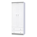 Lisbon Ready Assembled Wardrobe With 2 Doors And 2 Drawers - White Gloss & White