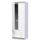 Lisbon Ready Assembled Wardrobe With 2 Doors And 2 Drawers - White Gloss & White