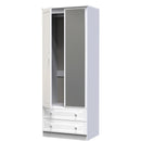 Lisbon Ready Assembled Wardrobe With 2 Doors And 2 Drawers With Mirror - White Gloss & White