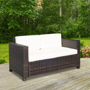Outsunny Rattan Sofa 2 Seater - Brown