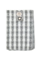 Hearts - Jumbo Heavy Weight Check Tea Towel with Heart Detail in Silver