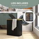 HOMCOM 80L Collapsible Laundry Hamper, Washing Basket for Bathroom, Black