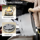 Outsunny Round Fire Pit With Grill Net, Stainless Steel Firepit, Silver