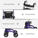 HOMCOM Rollator Walker with Seat, Backrest, Bag, All-terrain Wheels