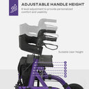 HOMCOM Rollator Walker with Seat, Backrest, Bag, All-terrain Wheels