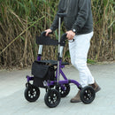 HOMCOM Rollator Walker with Seat, Backrest, Bag, All-terrain Wheels