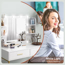 HOMCOM Makeup Vanity Desk Set with Lighted Mirror, Stool, Drawers, White