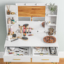 HOMCOM Makeup Vanity Desk Set with Lighted Mirror, Stool, Drawers, White