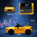 AIYAPLAY 12V Yellow BMW M4 Licensed Kids Electric Car w/ Remote, Suspension