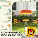 Outsunny Kids Bistro Table and Chair Set w/ Lion Theme, Adjustable Parasol