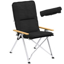 Outsunny Padded Camp Chair Outdoor High Back Folding Recliner with Bag Black
