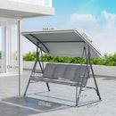 Outsunny 3 Person Porch Swing Chair Outdoor Lounge Bench Canopy Light Grey