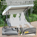 Outsunny 3 Person Porch Swing Chair Outdoor Lounge Bench Canopy Light Grey