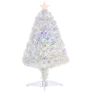 Christmas Time 2.5FT Prelit Artificial Tabletop Christmas Tree with Fibre Optics Holiday Home Xmas Decoration for Table and Desk, White