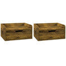 HOMCOM Floating Nightstand Set of 2, Nightstand with Drawer, Rustic Brown