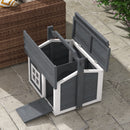 PawHut Rabbit Hutch Indoor Outdoor w/ Top Handle, Openable Roof - Grey