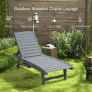 Outsunny Wooden Sun Lounger Outdoor Patio Sun Bed w/ Pull-out Table Grey