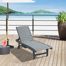 Outsunny Wooden Sun Lounger Outdoor Patio Sun Bed w/ Pull-out Table Grey
