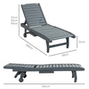 Outsunny Wooden Sun Lounger Outdoor Patio Sun Bed w/ Pull-out Table Grey