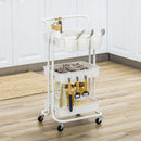 HOMCOM 3-Tier Utility Cart, Rolling Serving Trolley with Baskets and Hooks
