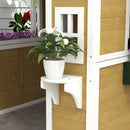 Outsunny Wooden Playhouse with Doors, Wooden, Plant Pots for Kids - Beige