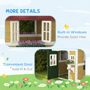 Outsunny Wooden Playhouse with Doors, Wooden, Plant Pots for Kids - Beige