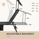 Outsunny 2 Piece Folding Sun Loungers with Adjustable Backrest, Sunshade, Black
