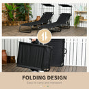 Outsunny 2 Piece Folding Sun Loungers with Adjustable Backrest, Sunshade, Black
