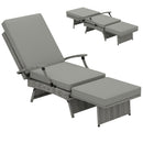 Outsunny Foldable Rattan Garden Recliner Chair w/ Cushion, Footrest