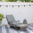 Outsunny Foldable Rattan Garden Recliner Chair w/ Cushion, Footrest