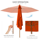 Outsunny 2.5m Wood Garden Parasol Sun Shade Outdoor Wooden Umbrella Canopy