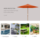 Outsunny 2.5m Wood Garden Parasol Sun Shade Outdoor Wooden Umbrella Canopy