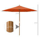 Outsunny 2.5m Wood Garden Parasol Sun Shade Outdoor Wooden Umbrella Canopy