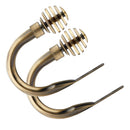 Metal Sliced - Pair of Holdaback Tiebacks with End Finials in Antique Brass