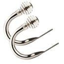 Metal Sliced - Pair of Holdaback Tiebacks with End Finials in Brushed Silver