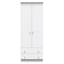 Monroe Ready Assembled Wardrobe with 2 Doors and 2 Drawers - White Matt / White