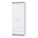 Monroe Ready Assembled Wardrobe with 2 Doors and 2 Drawers - White Matt / White